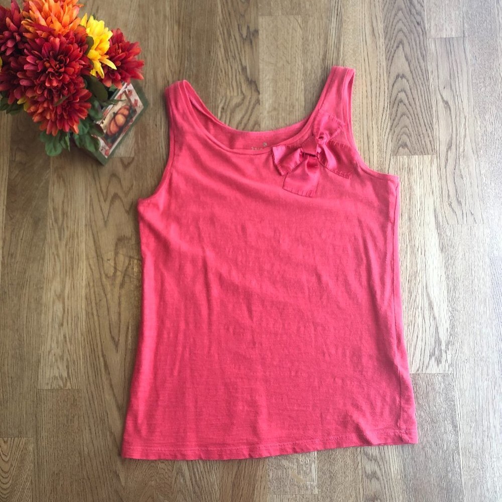Kate Spade Girls Tank Top Coral Satin Bow Large